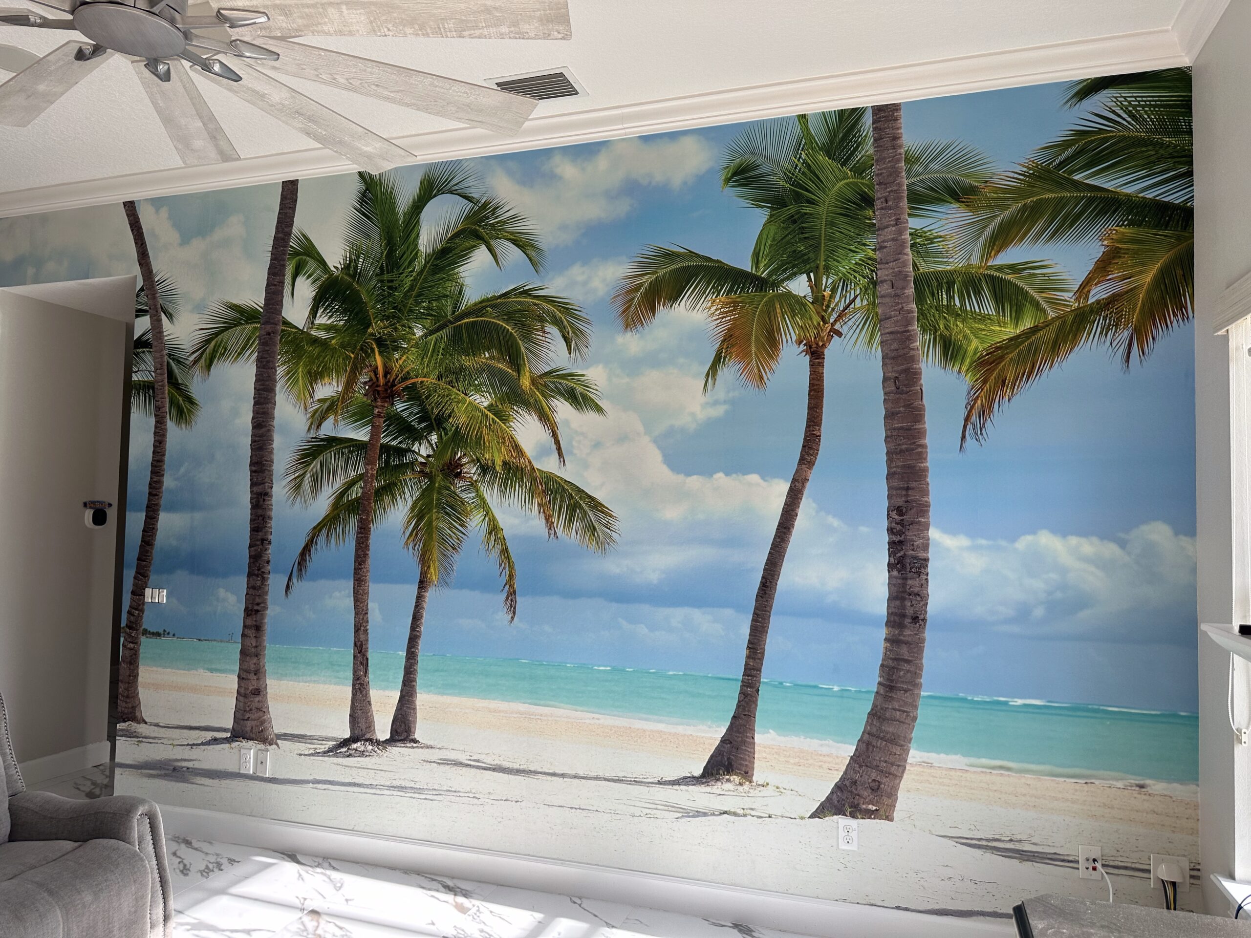 mural of palm treees